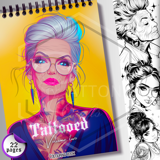 A4 Colouring book |Tattooed Volume Two | Adult colouring book