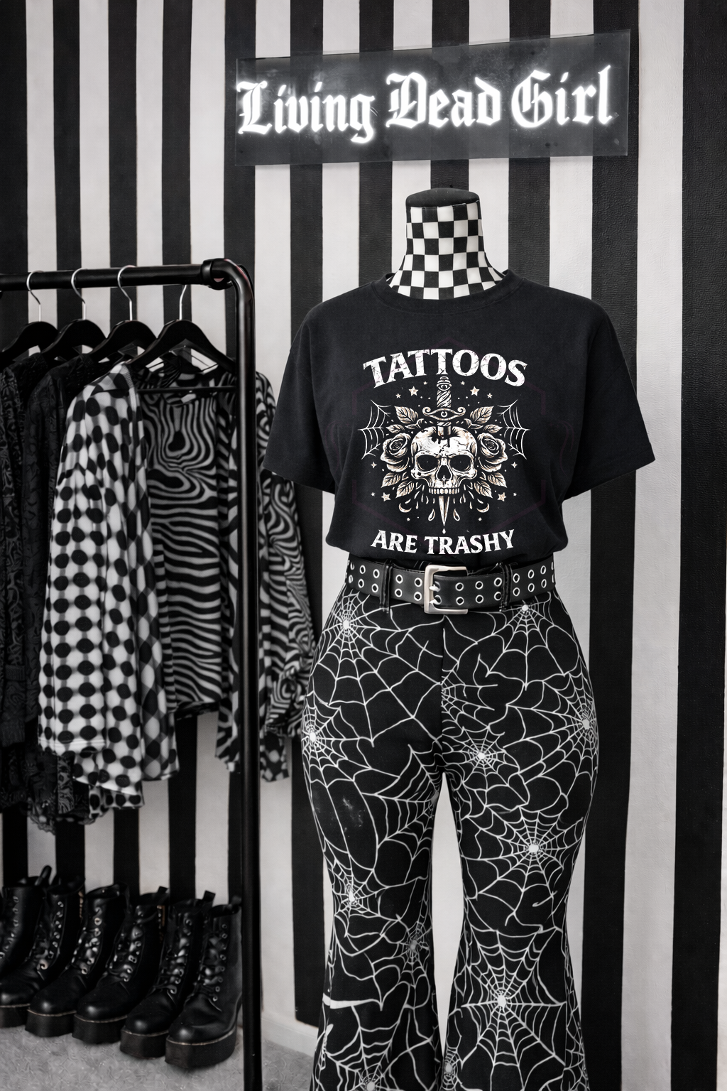 Black T-shirt | Tattoos are trashy