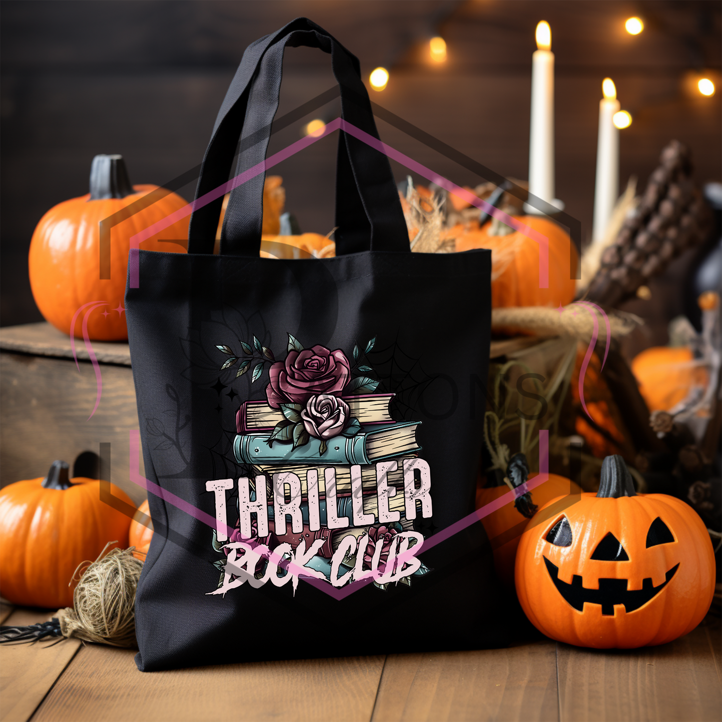 Black Tote bag | Thriller Book Club | Reusable Shopper