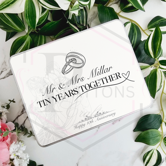 Tin Anniversary | Gift Tin | Personalised 10 year anniversary gift