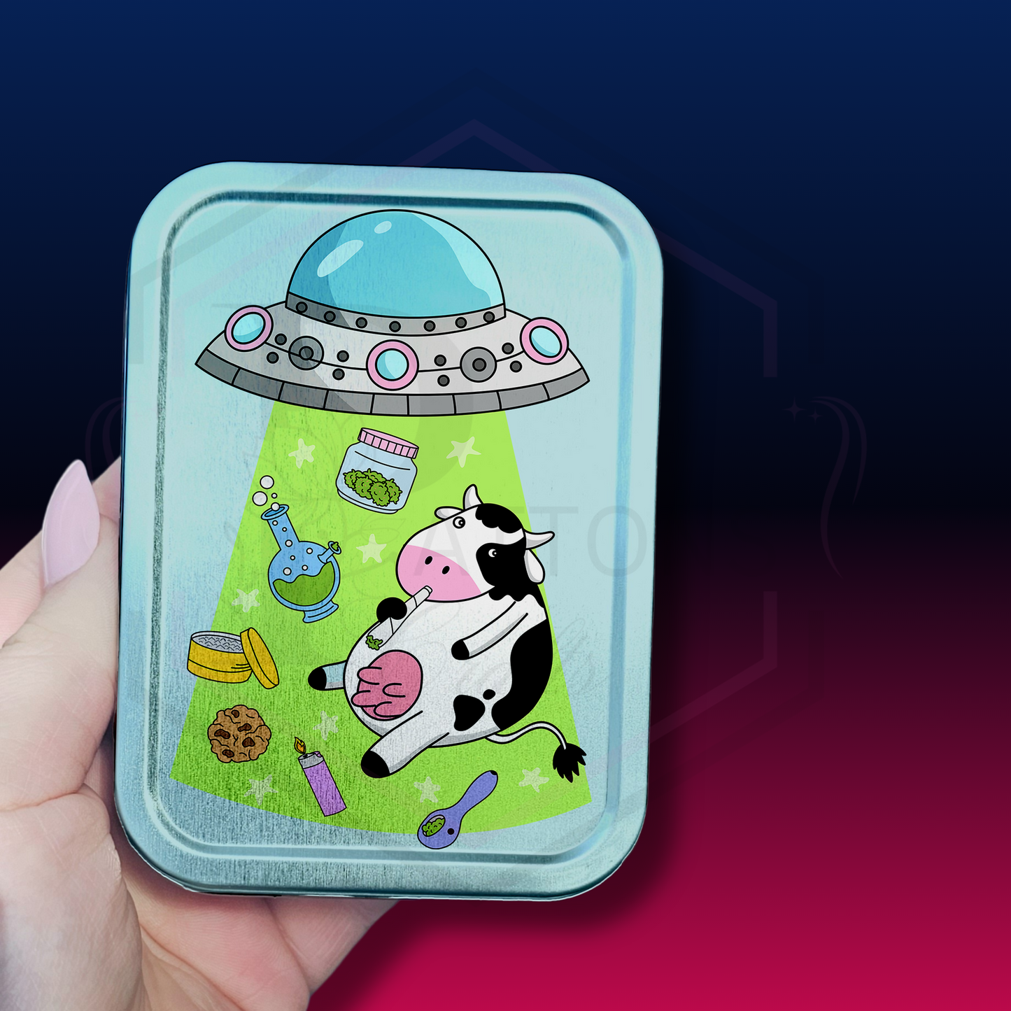 Space Cow Tobacco Tin| 2oz Tobacco tin