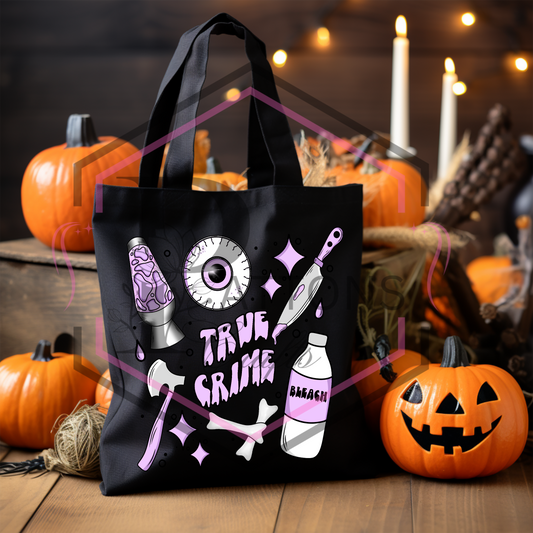 Black tote bag | True Crime | Reusable Shopper