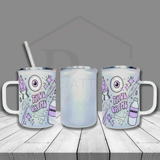 Frosted glass tumbler | True Crime | Frosted cup with handle