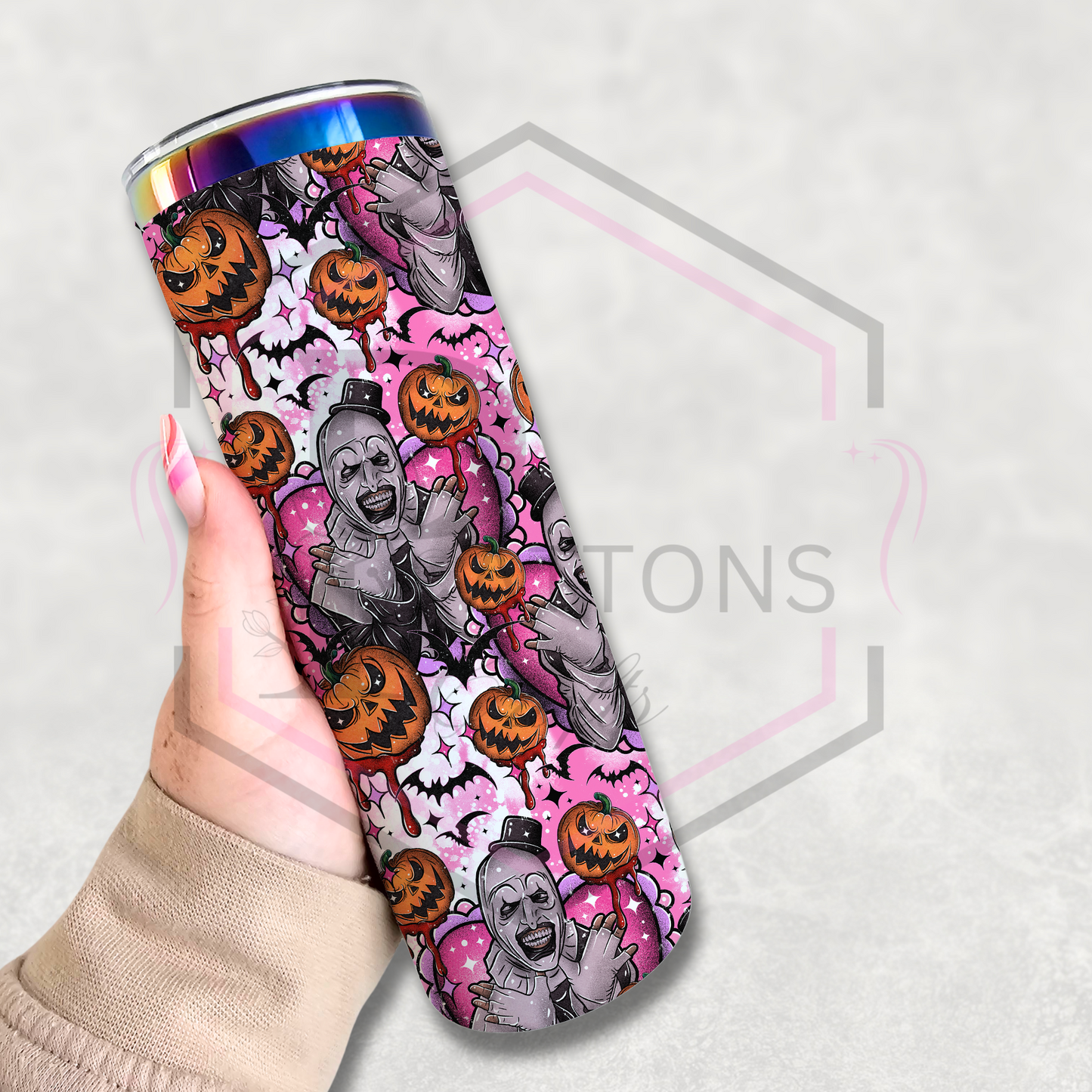 20oz rainbow plated tumbler | Scary clown