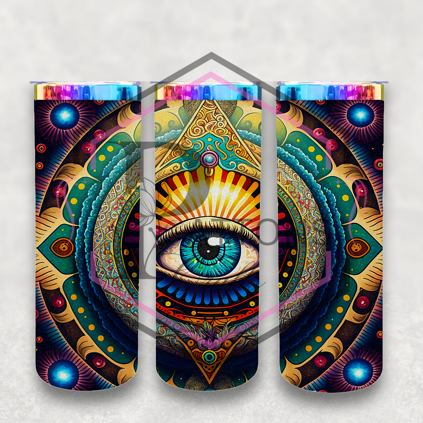 20oz rainbow plated tumbler | Evil Eye