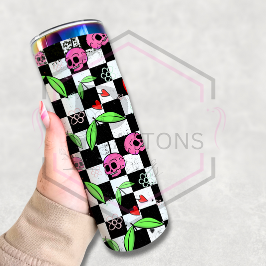 20oz rainbow plated tumbler | Cherry Skulls