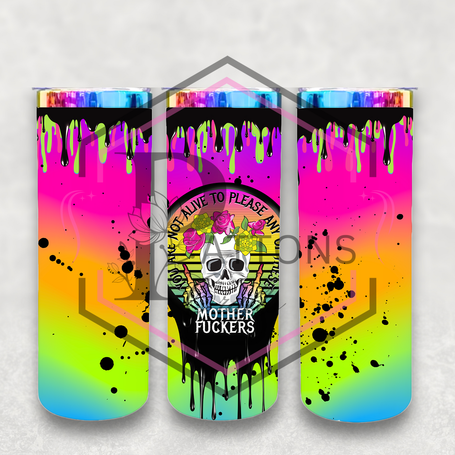 20oz rainbow plated tumbler | Not alive to please you