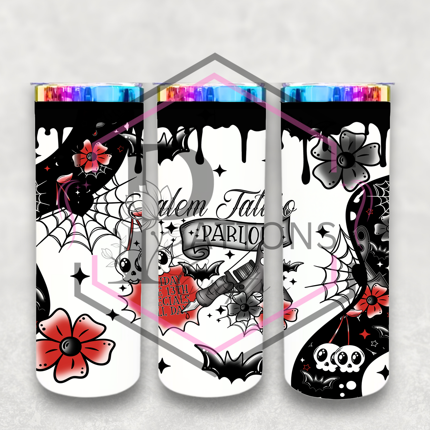 20oz rainbow plated tumbler | Salem tattoo parlour