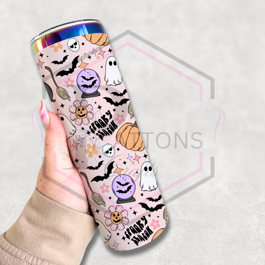 20oz rainbow plated tumbler | Pink Spooky Season