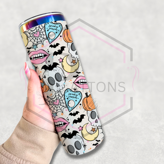 20oz Rainbow plated tumbler | Spooky season pastel