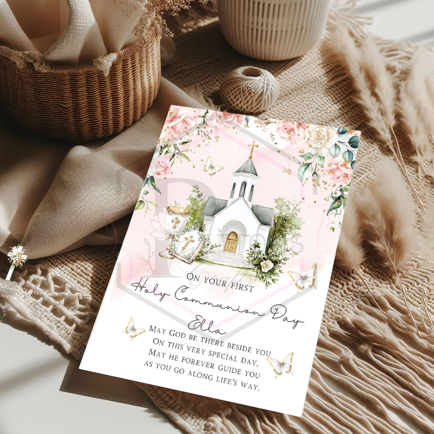 First Holy communion card |  Girls Communion card