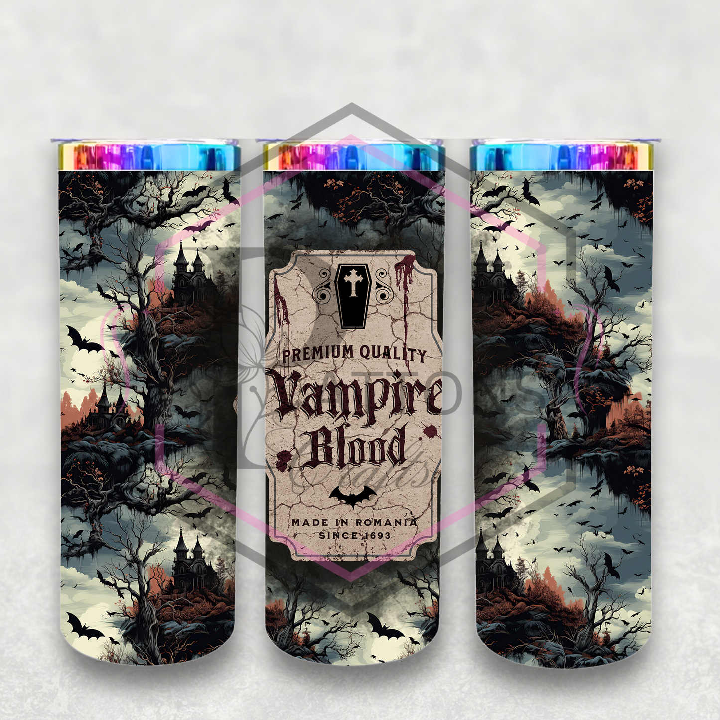 20oz rainbow plated tumbler | Vampire Blood