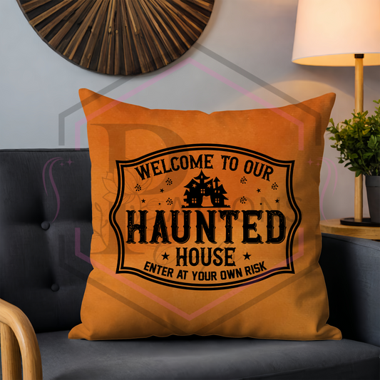 Orange velvet cushion | Our Haunted house