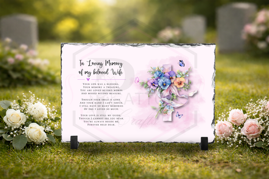 Beloved Wife Memorial Slate Plaque | In Loving Memory of wife