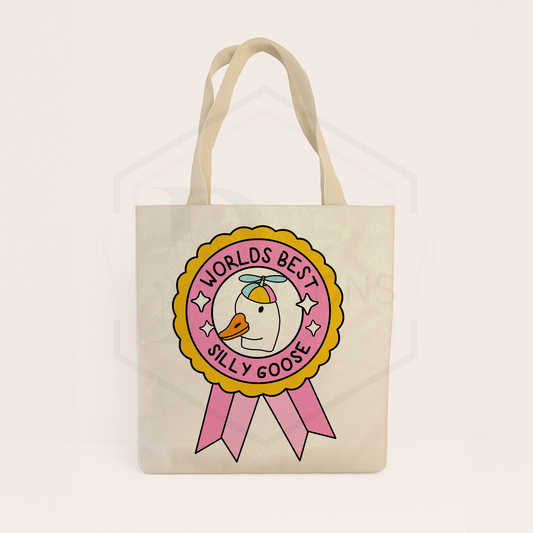 Glitter tote bag | Worlds best silly goose
